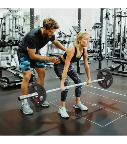 Discos Pesas Olímpicos Agujero Ø50 mm 2x5 kg con Anillo Interior de Acero y Triple Agarre para Mancuernas y Barras Negro