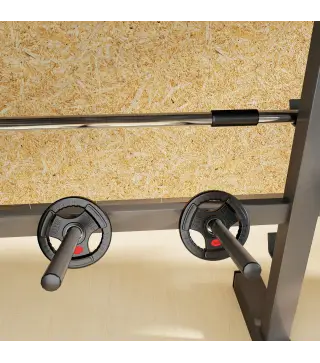 Discos Pesas Olímpicos Agujero Ø50 mm 2x5 kg con Anillo Interior de Acero y Triple Agarre para Mancuernas y Barras Negro