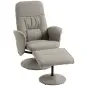 Sillón Relax Reclinable con Reposapiés Respaldo Alto Giratorio 360° Reposabrazos Beige Gris