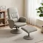 Sillón Relax Reclinable con Reposapiés Respaldo Alto Giratorio 360° Reposabrazos Beige Gris