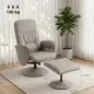 Sillón Relax Reclinable con Reposapiés Respaldo Alto Giratorio 360° Reposabrazos Beige Gris