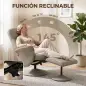 Sillón Relax Reclinable con Reposapiés Respaldo Alto Giratorio 360° Reposabrazos Beige Gris