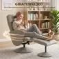 Sillón Relax Reclinable con Reposapiés Respaldo Alto Giratorio 360° Reposabrazos Beige Gris