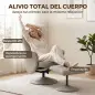 Sillón Relax Reclinable con Reposapiés Respaldo Alto Giratorio 360° Reposabrazos Beige Gris