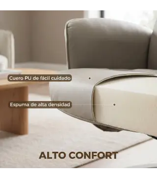 Sillón Relax Reclinable con Reposapiés Respaldo Alto Giratorio 360° Reposabrazos Beige Gris