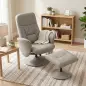Sillón Relax Reclinable con Reposapiés Respaldo Alto Giratorio 360° Reposabrazos Beige Gris