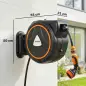 Carrete de Manguera Retráctil 23+2 m con 12 Modos de Rociado Bloqueo Automático Retracción Controlada Soporte Naranja