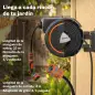 Carrete de Manguera Retráctil 23+2 m con 12 Modos de Rociado Bloqueo Automático Retracción Controlada Soporte Naranja