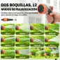 Carrete de Manguera Retráctil 28+2 m con 12 Modos de Rociado Bloqueo Automático Retracción Controlada Soporte Naranja