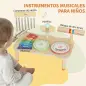 Instrumentos Musicales Infantiles de Madera Montessori con Tambor Xilófono Doble Tono Platillo Campana de Viento