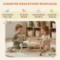 Instrumentos Musicales Infantiles de Madera Montessori con Tambor Xilófono Doble Tono Platillo Campana de Viento