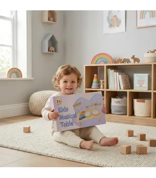 Instrumentos Musicales Infantiles de Madera Montessori con Tambor Xilófono Doble Tono Platillo Campana de Viento