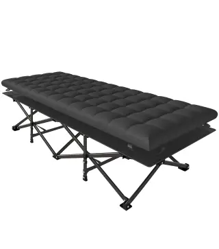 Cama Plegable Camping con Colchón Extraíble de Tela Oxford 600D con Reposacabezas y Bolsa Carga 200 kg Negro