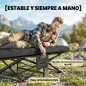 Cama Plegable Camping con Colchón Extraíble de Tela Oxford 600D con Reposacabezas y Bolsa Carga 200 kg Negro