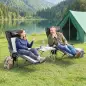 Conjunto de 2 Sillas Plegables Camping Reclinables con Reposapiés Desmontable Reposacabezas Portavasos y Bolsa Negro