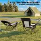 Conjunto de 2 Sillas Plegables Camping Reclinables con Reposapiés Desmontable Reposacabezas Portavasos y Bolsa Negro