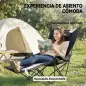 Conjunto de 2 Sillas Plegables Camping Reclinables con Reposapiés Desmontable Reposacabezas Portavasos y Bolsa Negro