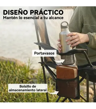 Conjunto de 2 Sillas Plegables Camping Reclinables con Reposapiés Desmontable Reposacabezas Portavasos y Bolsa Negro