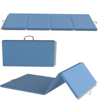 Colchoneta Gimnasia Plegable de Grosor 5 cm con Asas de Transporte para Yoga Aeróbic 240x120x5 cm Azul Claro