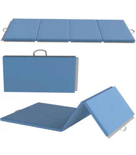 Colchoneta Gimnasia Plegable de Grosor 5 cm con Asas de Transporte para Yoga Aeróbic 240x120x5 cm Azul Claro