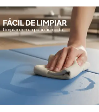 Colchoneta Gimnasia Plegable de Grosor 5 cm con Asas de Transporte para Yoga Aeróbic 240x120x5 cm Azul Claro