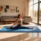 Colchoneta Gimnasia Plegable de Grosor 5 cm con Asas de Transporte para Yoga Aeróbic 240x120x5 cm Azul Claro