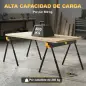 Set de 2 Caballetes para Sierra Plegables Altura Ajustable para Madera 2x4 con Asa Ganchos Soporta hasta 500 kg Negro