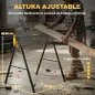 Set de 2 Caballetes para Sierra Plegables Altura Ajustable para Madera 2x4 con Asa Ganchos Soporta hasta 500 kg Negro