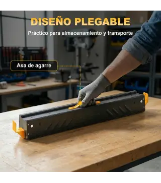 Set de 2 Caballetes para Sierra Plegables Altura Ajustable para Madera 2x4 con Asa Ganchos Soporta hasta 500 kg Negro