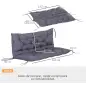 Cojín para Banco de Jardín o para Balancín de Jardín 132x110x10 cm de 2 Plazas con 6 Cordones de Fijación Gris Oscuro