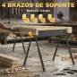 Set de 2 Caballetes para Sierra Plegables Altura Ajustable para Madera 2x4 con Asa Ganchos Soporta hasta 500 kg Negro
