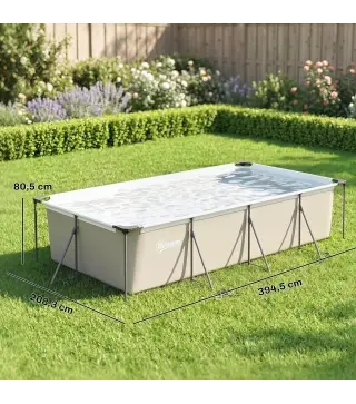 Piscina Desmontable Tubular 394,5x208,3x80,5 cm 6075 L con Marco Metálico Parche de Reparación sin Depuradora Gris