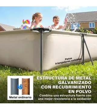 Piscina Desmontable Tubular 394,5x208,3x80,5 cm 6075 L con Marco Metálico Parche de Reparación sin Depuradora Gris