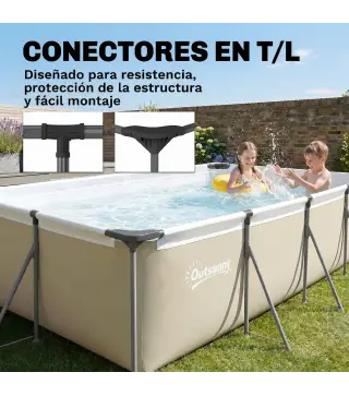 Piscina Desmontable Tubular 394,5x208,3x80,5 cm 6075 L con Marco Metálico Parche de Reparación sin Depuradora Gris