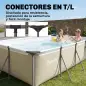 Piscina Desmontable Tubular 394,5x208,3x80,5 cm 6075 L con Marco Metálico Parche de Reparación sin Depuradora Gris