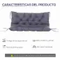 Cojín para Banco de Jardín o para Balancín de Jardín 132x110x10 cm de 2 Plazas con 6 Cordones de Fijación Gris Oscuro