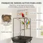 Parque de Juegos de Pájaros con Ruedas Escaleras Columpio Protector de Semillas Bandeja Comederos Perchas 63x63x163 cm