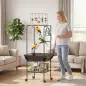 Parque de Juegos de Pájaros con Ruedas Escaleras Columpio Protector de Semillas Bandeja Comederos Perchas 63x63x163 cm