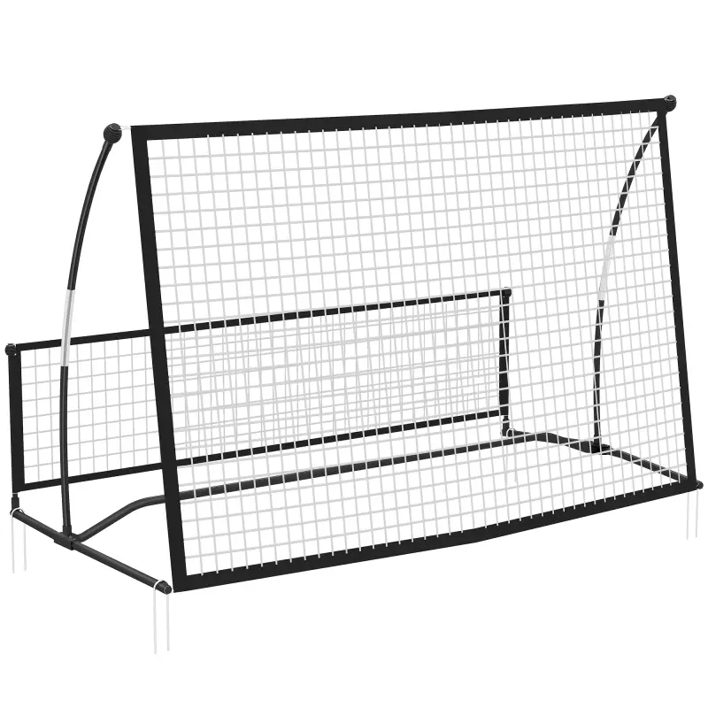 Red de Rebote Plegable 2 en 1 con Bolsa de Transporte para Entrenamiento de Fútbol y Béisbol 200x94x122 cm Negro
