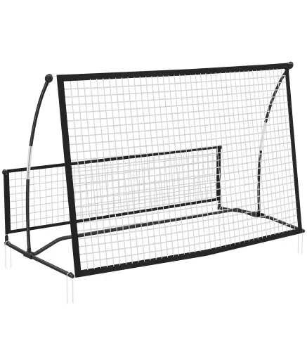 Red de Rebote Plegable 2 en 1 con Bolsa de Transporte para Entrenamiento de Fútbol y Béisbol 200x94x122 cm Negro