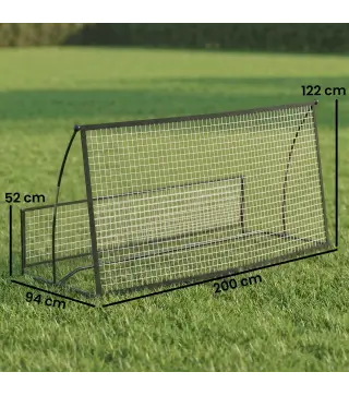 Red de Rebote Plegable 2 en 1 con Bolsa de Transporte para Entrenamiento de Fútbol y Béisbol 200x94x122 cm Negro