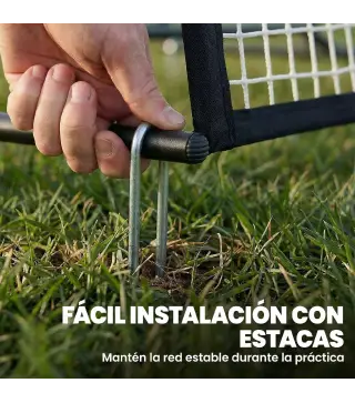 Red de Rebote Plegable 2 en 1 con Bolsa de Transporte para Entrenamiento de Fútbol y Béisbol 200x94x122 cm Negro