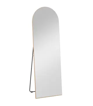 Espejo de Pie Cuerpo Entero Arqueado 150x50 cm Independiente Apoyado y de Pared Sin Marco Dorado