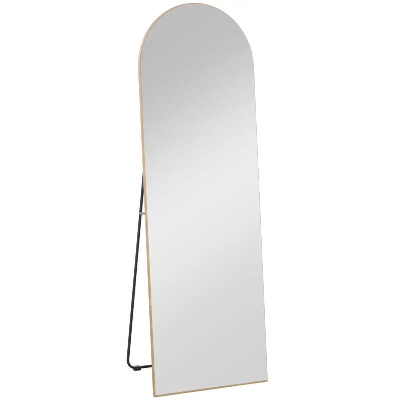Espejo de Pie Cuerpo Entero Arqueado 150x50 cm Independiente Apoyado y de Pared Sin Marco Dorado