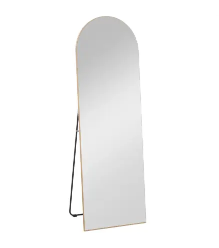 Espejo de Pie Cuerpo Entero Arqueado 150x50 cm Independiente Apoyado y de Pared Sin Marco Dorado