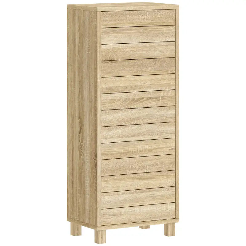 Mueble Auxiliar de Baño con Puerta de Listones 3 Estantes y Estante Ajustable Apertura por Presión 34x23x84 cm Natural Mueble Auxiliar de Baño con Puerta de Listones 3 Estantes y Estante Ajustable Apertura por Presión 34x23x84 cm Natural