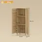 Mueble Auxiliar de Baño con Puerta de Listones 3 Estantes y Estante Ajustable Apertura por Presión 34x23x84 cm Natural