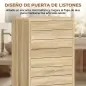 Mueble Auxiliar de Baño con Puerta de Listones 3 Estantes y Estante Ajustable Apertura por Presión 34x23x84 cm Natural