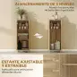 Mueble Auxiliar de Baño con Puerta de Listones 3 Estantes y Estante Ajustable Apertura por Presión 34x23x84 cm Natural