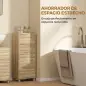 Mueble Auxiliar de Baño con Puerta de Listones 3 Estantes y Estante Ajustable Apertura por Presión 34x23x84 cm Natural